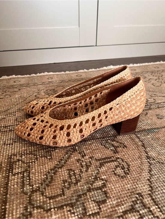Sezane Shoes - Sezane Anya Natural Woven Low Block Heels 38